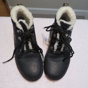 Doctor Martens Air Wair Black Leather Fleece Lined Ankle Boots